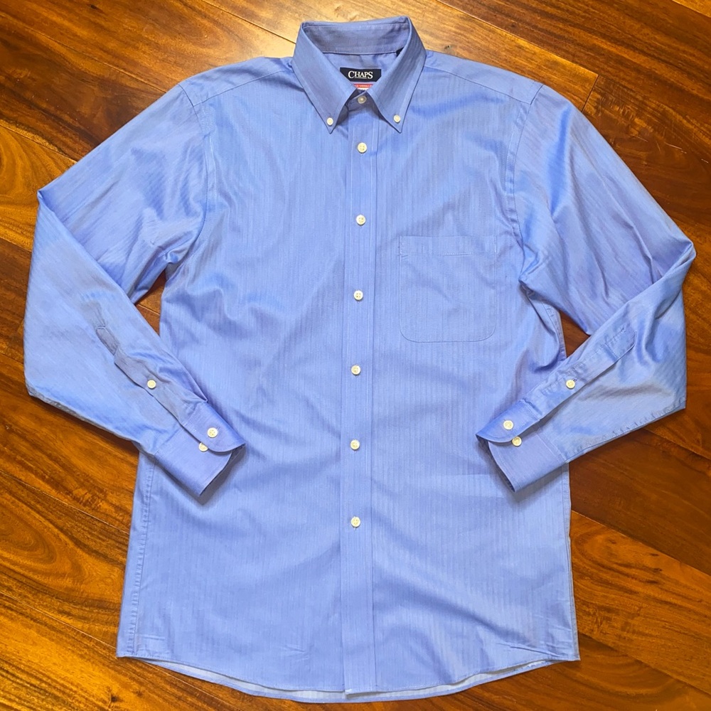 EUC Men’s Size Small, 14-14 1/2 Chaps Regular Fit Blue Men's Long Sleeve Shirt